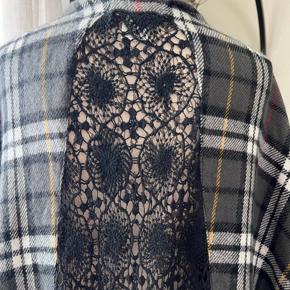 Free people plaid poncho shrug OS - Picture 6 of 9